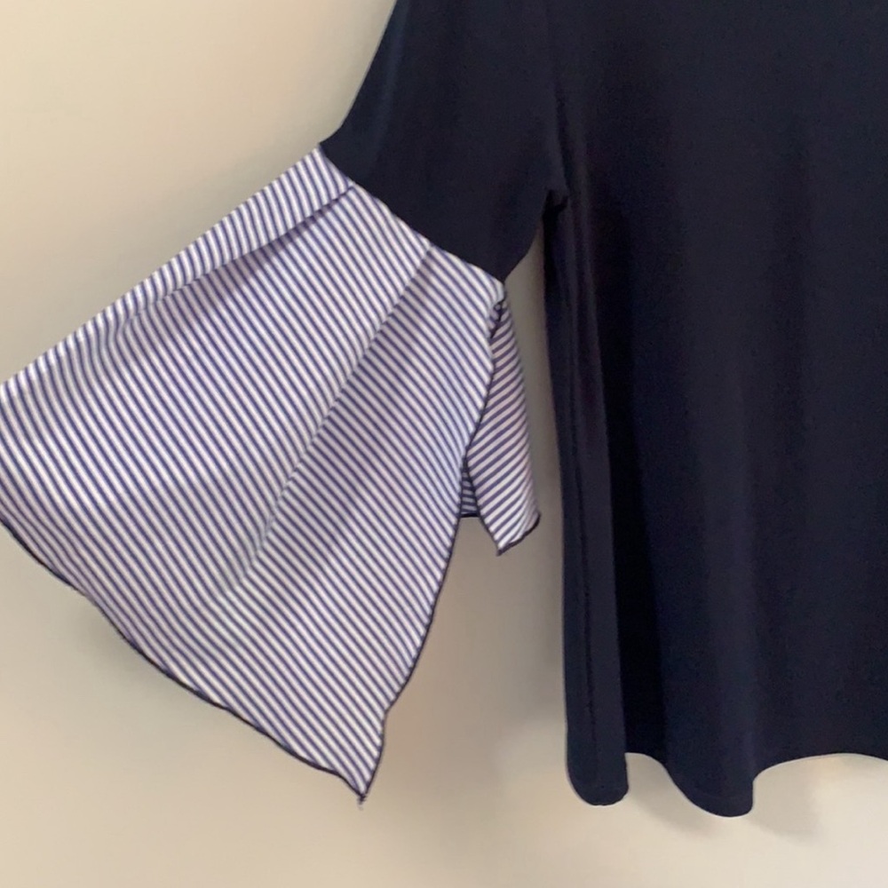 Joseph Ribkoff Blue Ruffled Blouse with Flowy Sleeves - Picture 5 of 5
